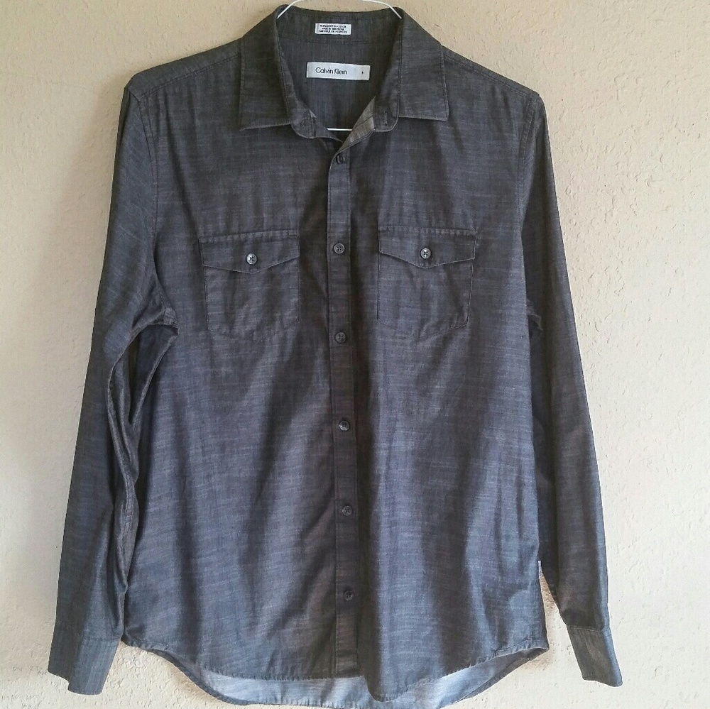 Calvin Klein Charcoal Denim Button-Up